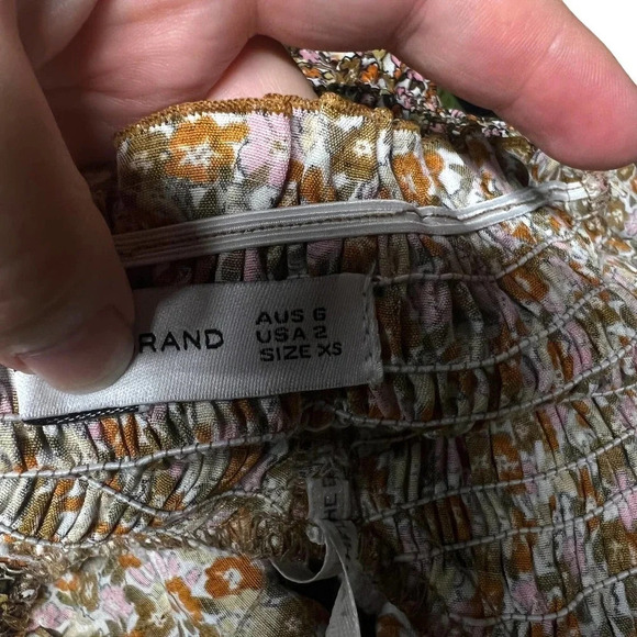 Faithfull The Brand Es Saada Floral Smocked Dress Brown Pink Size 2‎ - Picture 12 of 13